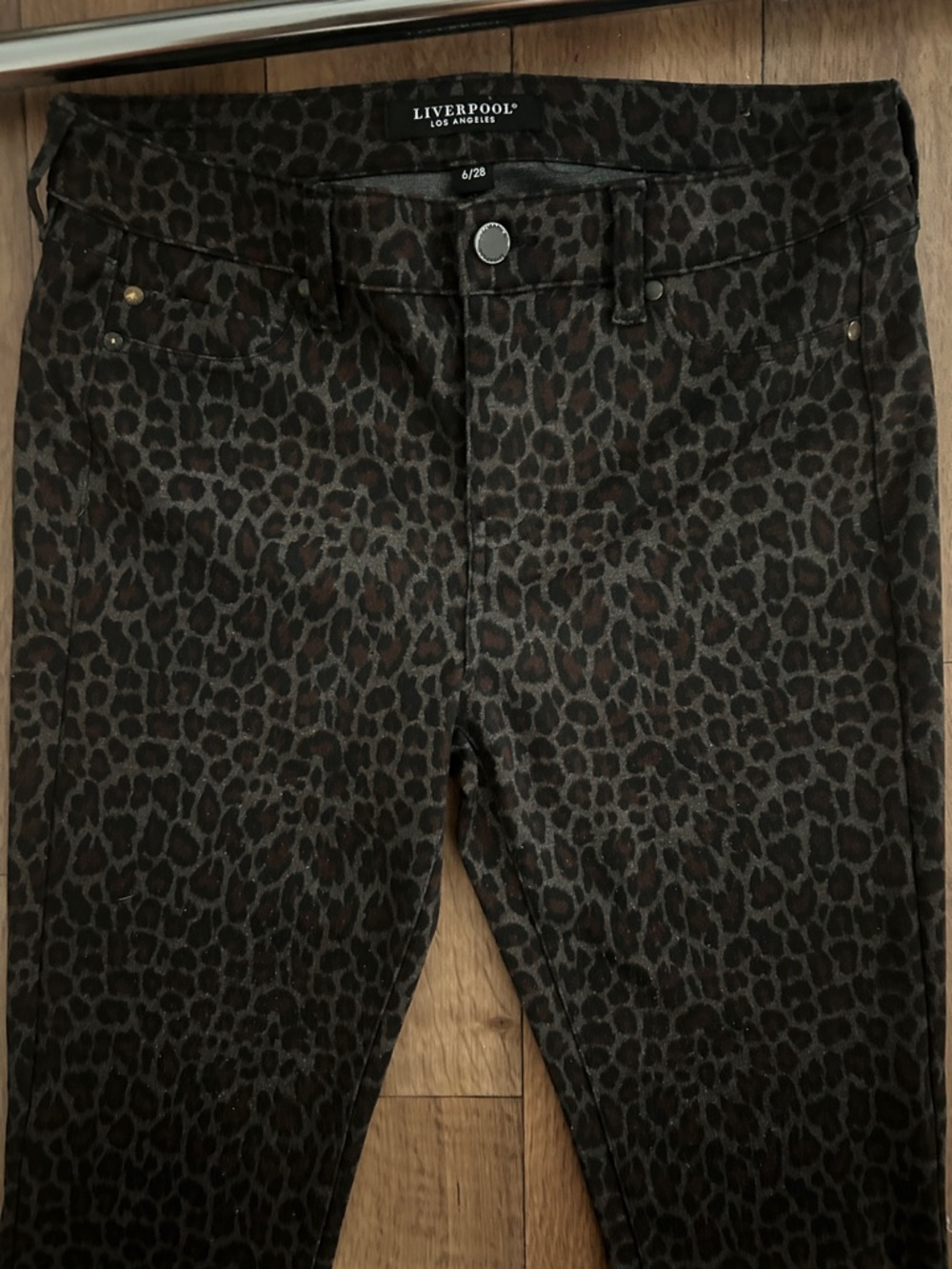 Liverpool Black Charcoal Leopard Skinny Jeans